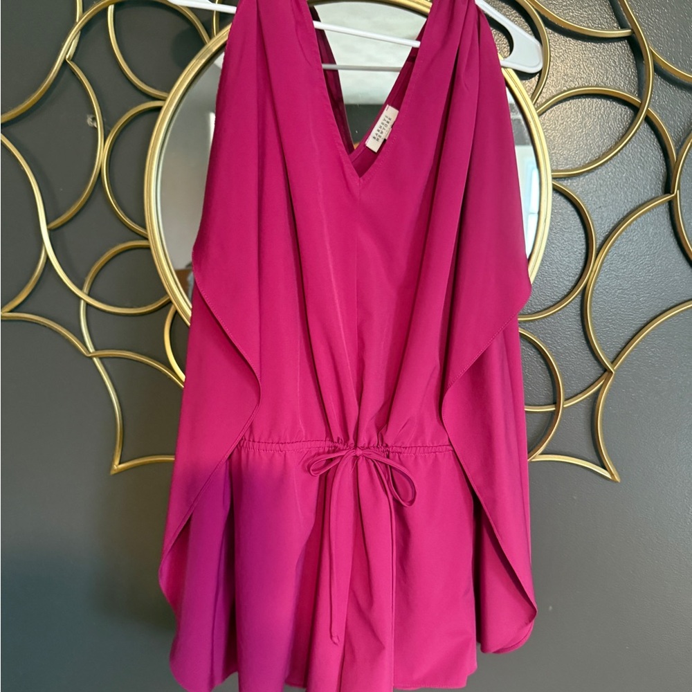 Barneys New York Fuchsia V-Neck Blouse